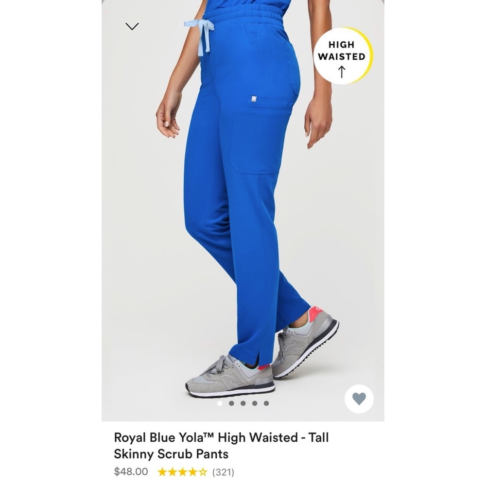 Figs royal blue Yola high waisted tall skinny scrub pants